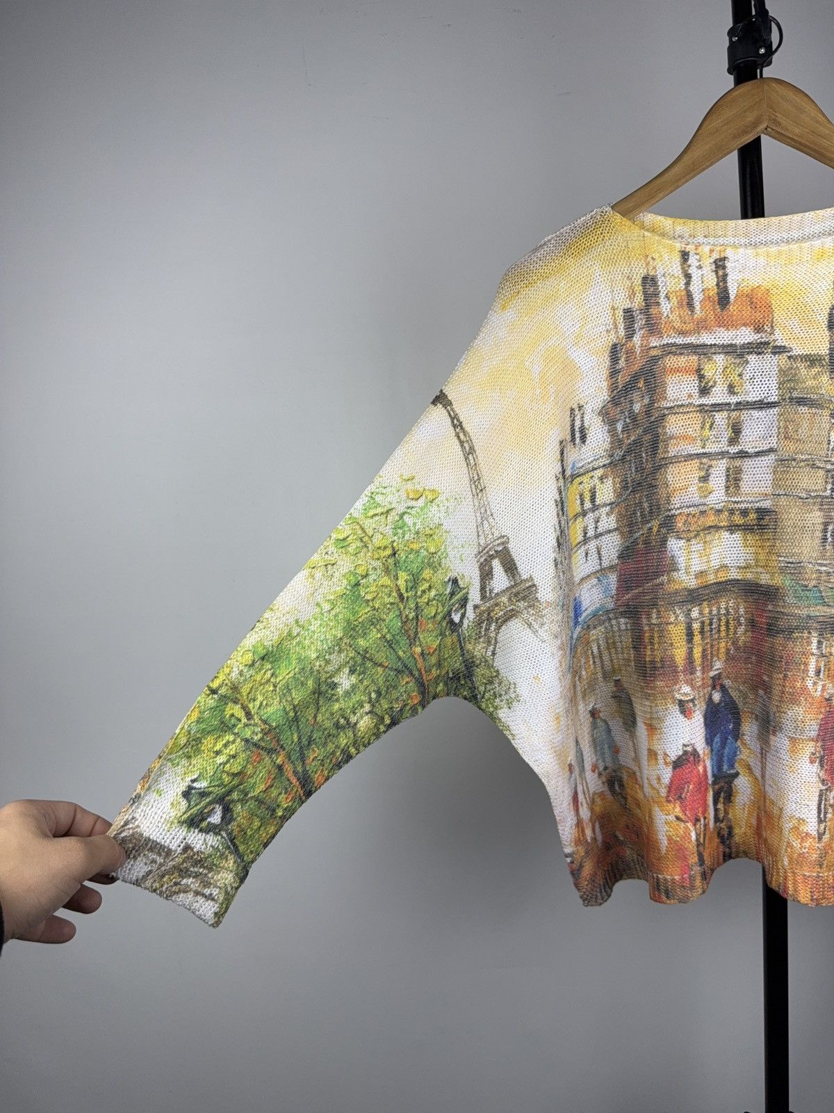 Japanese Brand Vintage 90s Avant Garde Retro Paris Print knitted sweater Size M / US 6-8 / IT 42-44 - 3 Thumbnail