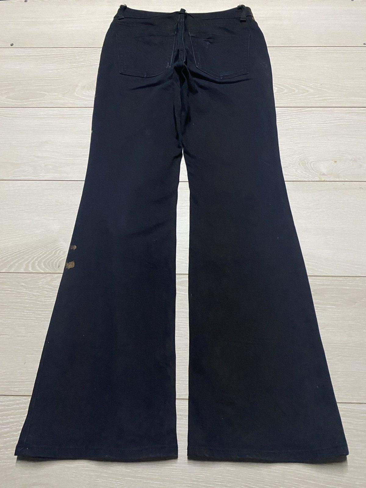 GU Vintage Gu Black Paint Splatter Distressed Flare Jeans Size US 27 - 2 Thumbnail