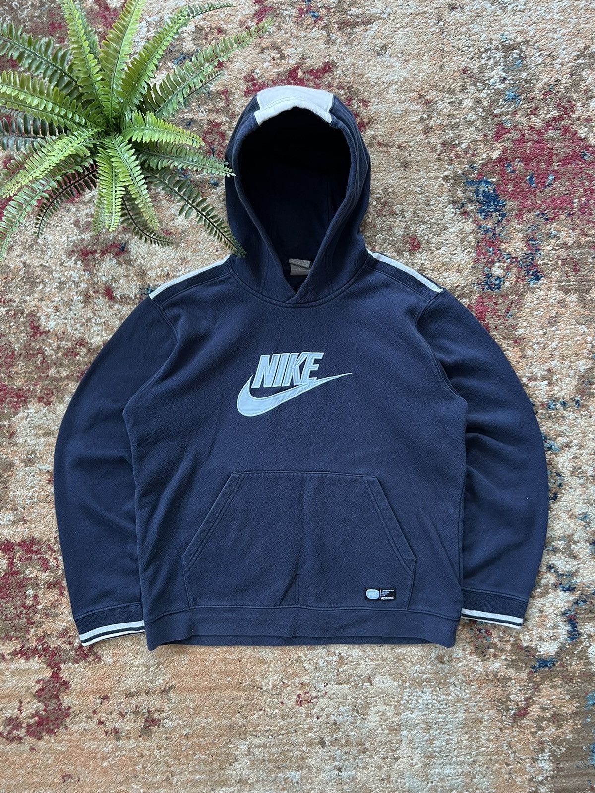 Nike × Vintage 90’s NIKE HOODIE BIG CENTRAL SWOOSH LOGO RETRO Y2K Size US S / EU 44-46 / 1 - 1 Thumbnail