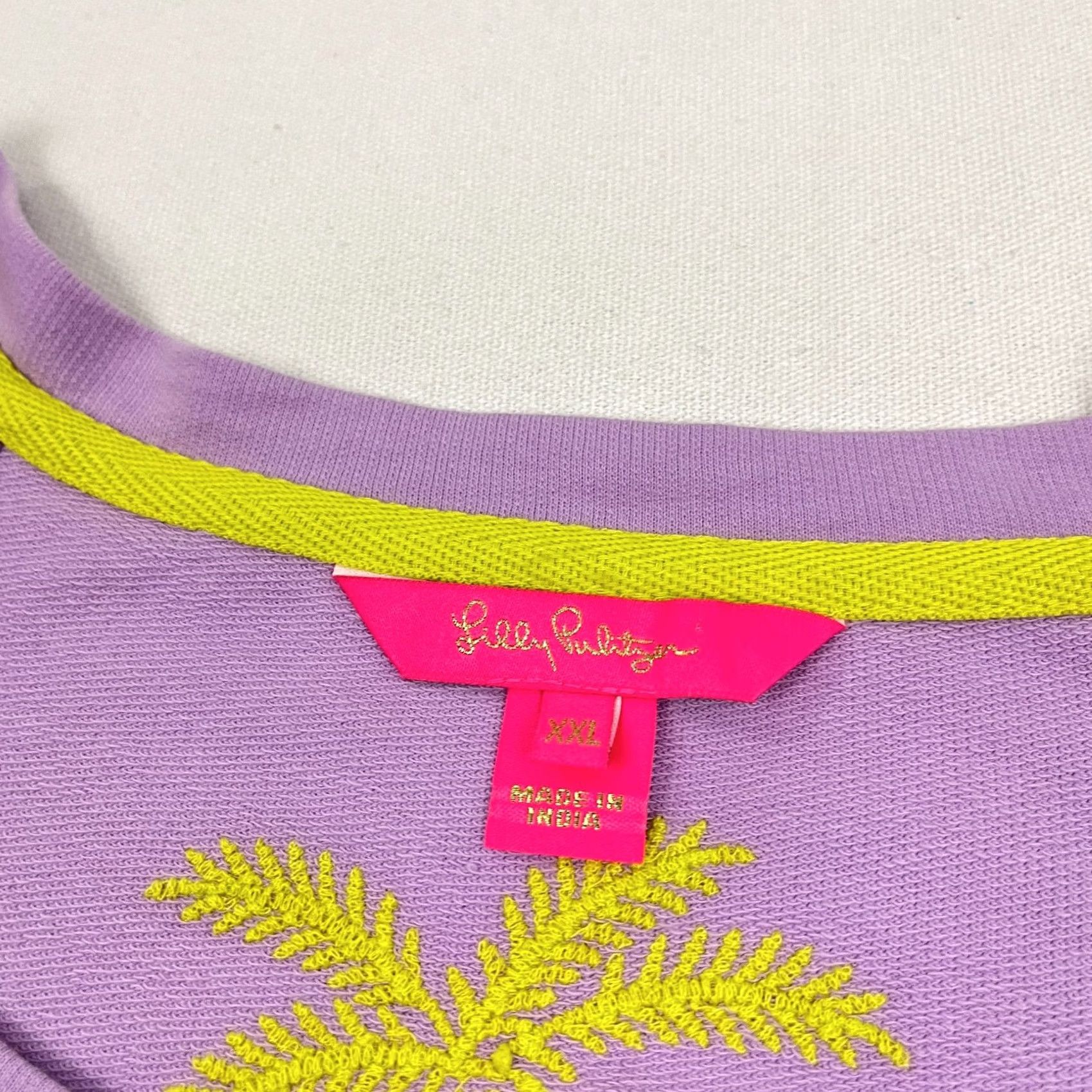Lilly Pulitzer Lilly Pulitzer Aldean Sweatshirt Womens 2XL Purple Embroidered Palm Trees Shirt Pullover Crew Neck Casual Size XXL / US 16-18 / IT 52-54 - 2 Thumbnail