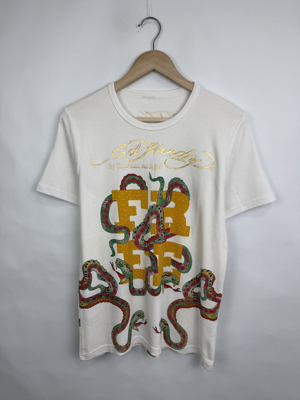 Ed Hardy 🇺🇸 🐍 Vintage Ed Hardy Snake Rhinestone Christian Audigier Tee Size US M / EU 48-50 / 2 - 3 Thumbnail