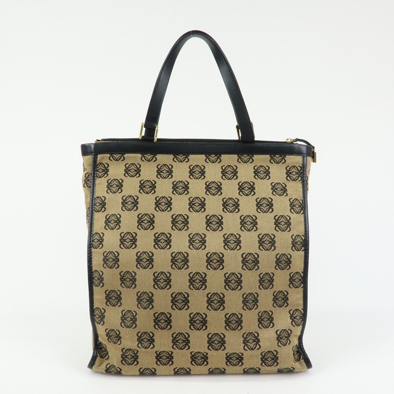 Loewe Loewe Anagram Jacquard Canvas & Leather Tote Tan Size ONE SIZE - 2 Thumbnail