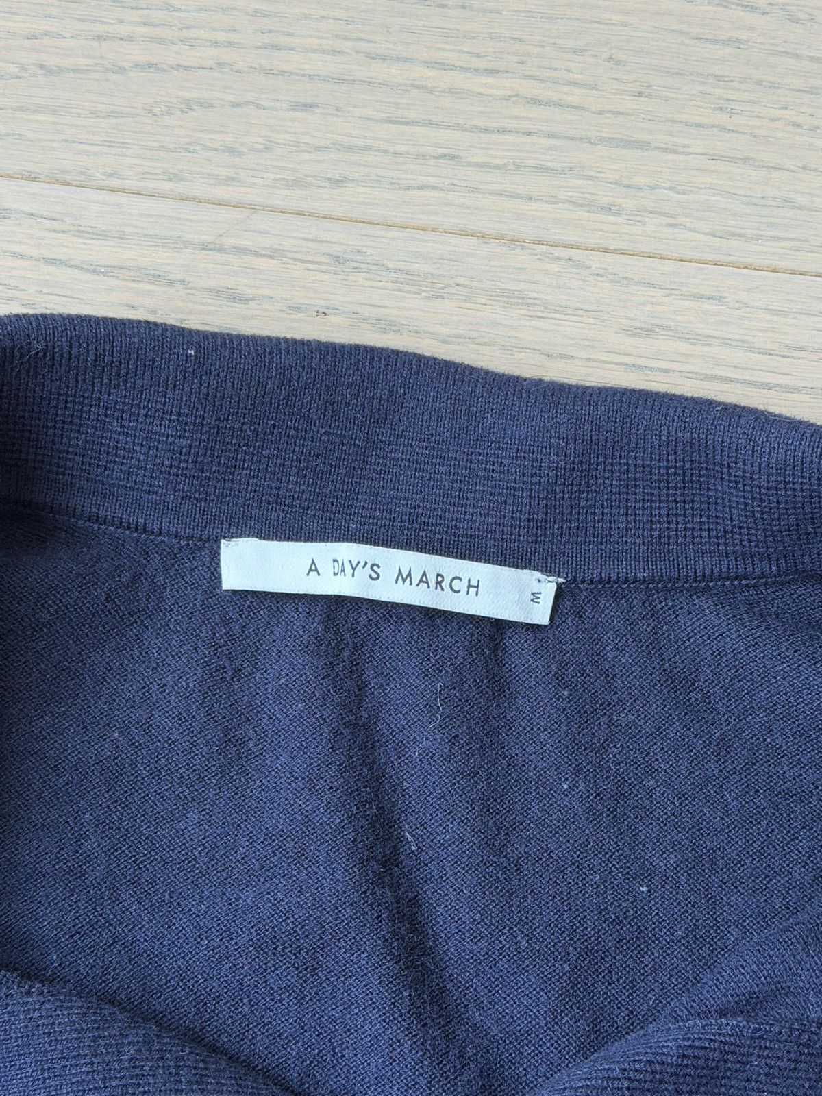 A Day's March Navy Blue Knit Cotton Polo Size US M / EU 48-50 / 2 - 3 Thumbnail