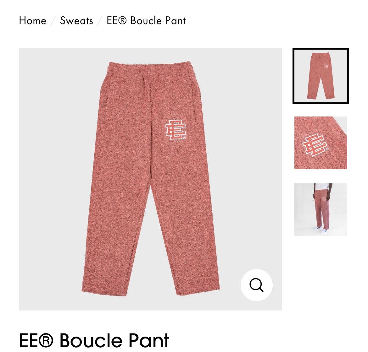 image of Eric Emanuel Brick W Red Ee Boucle Sweatpants Large, Men's (Size 32)