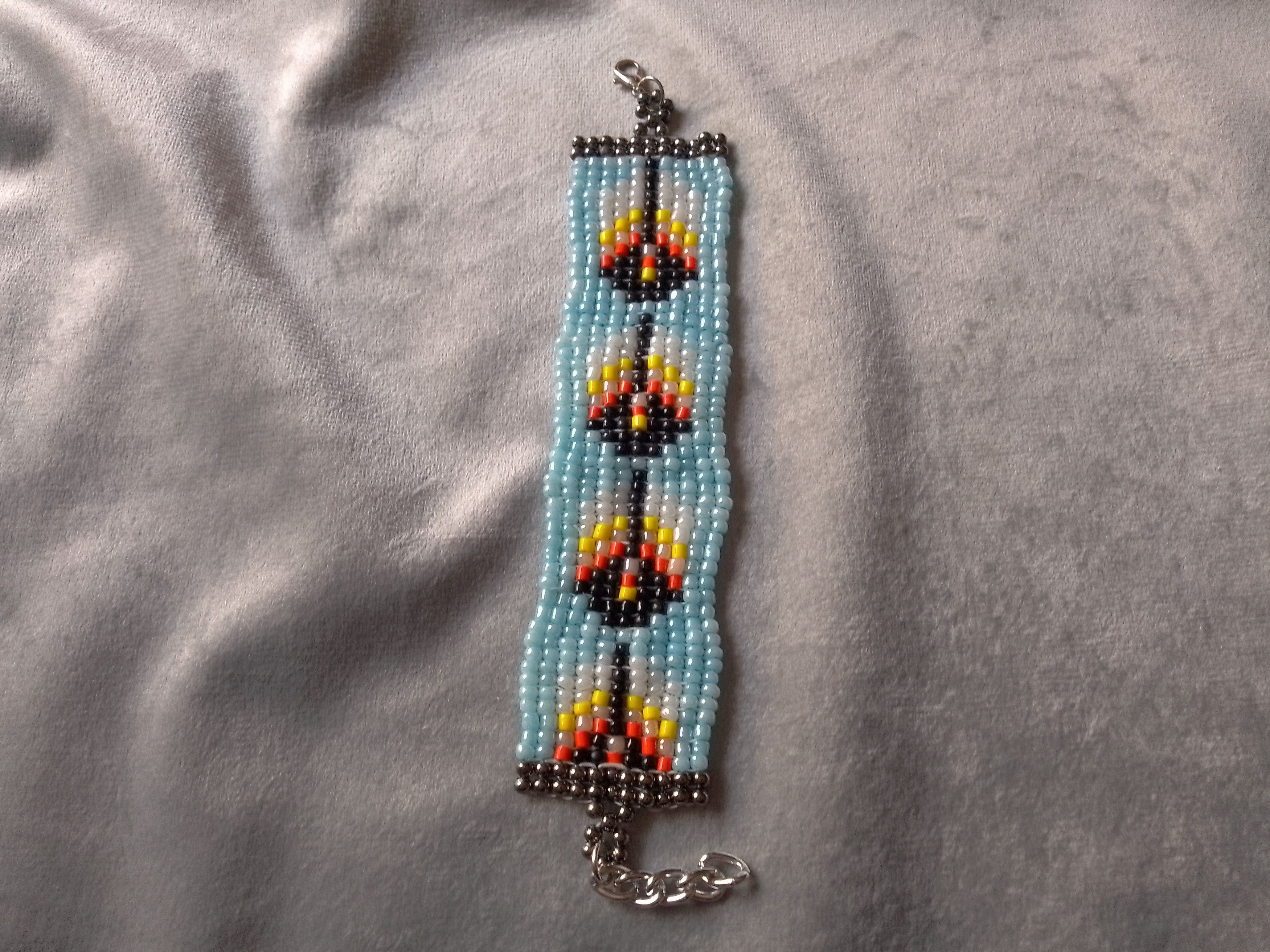 Handmade Bracelet Ethnic Native Americans Blue Beaded Size ONE SIZE - 4 Thumbnail