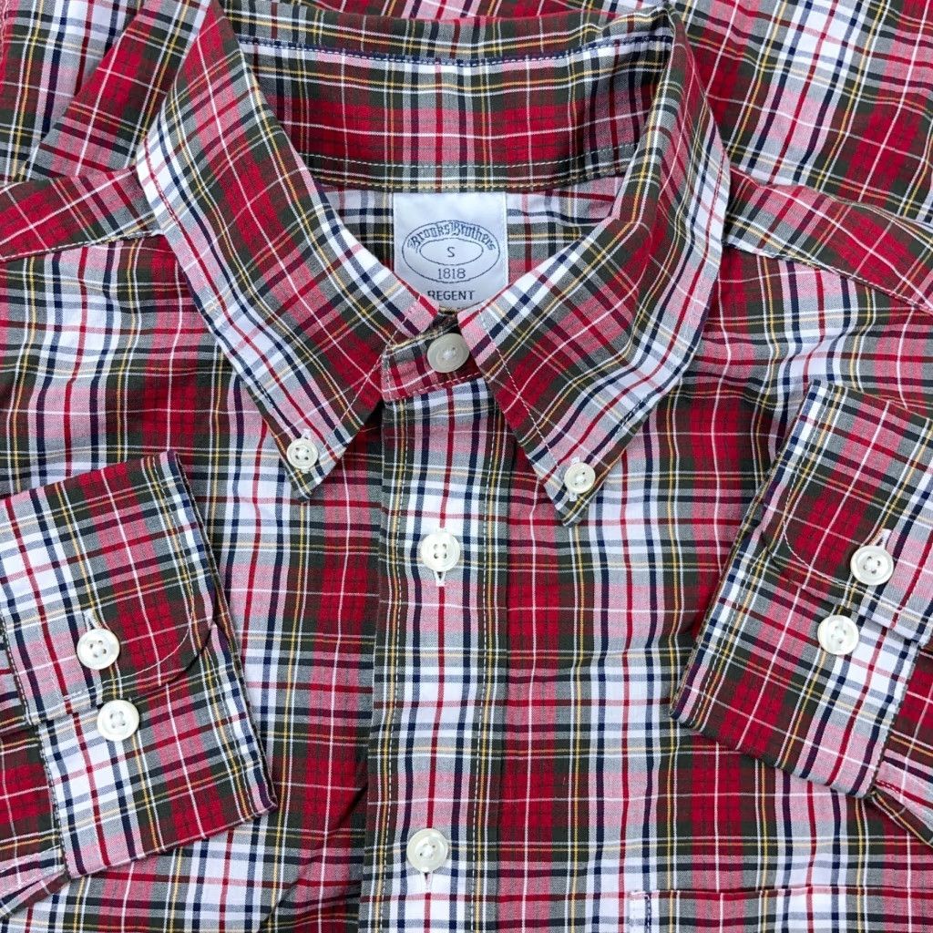 Brooks Brothers Brooks Brothers Shirt Adult Small Red Plaid Button-Up Oxford Cloth Mens Size 36R - 1 Thumbnail