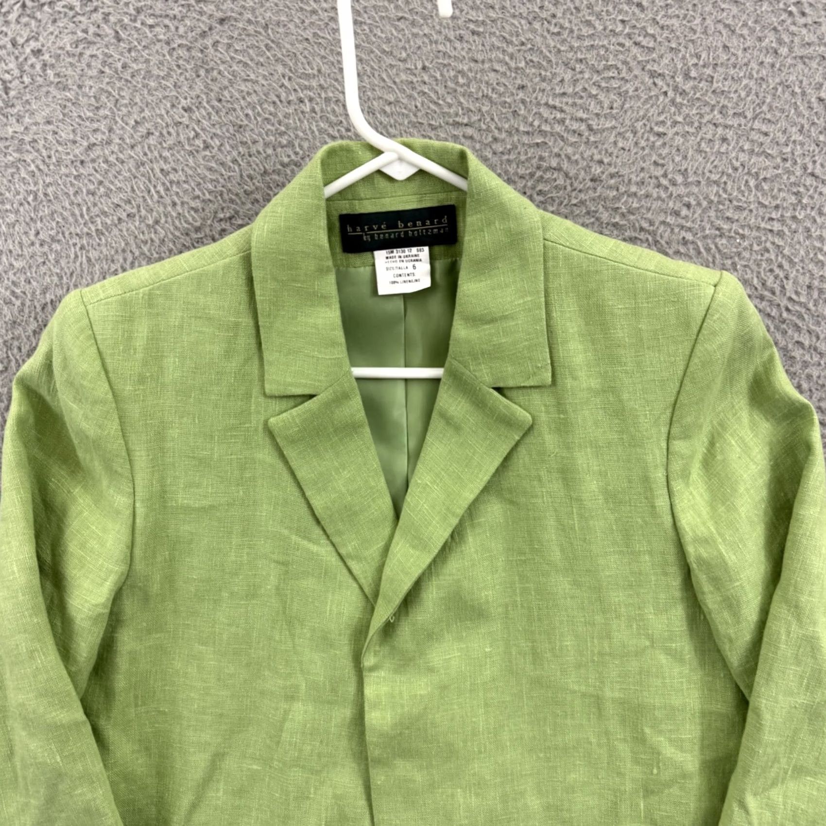 Vintage Harve Benard Blazer Womens 6 Green Linen Open Front Jacket Business Casual Formal NWT Vintage Mid-Length Long Sleeve Green Mens Womens Boys Girls Size M / US 6-8 / IT 42-44 - 3 Thumbnail