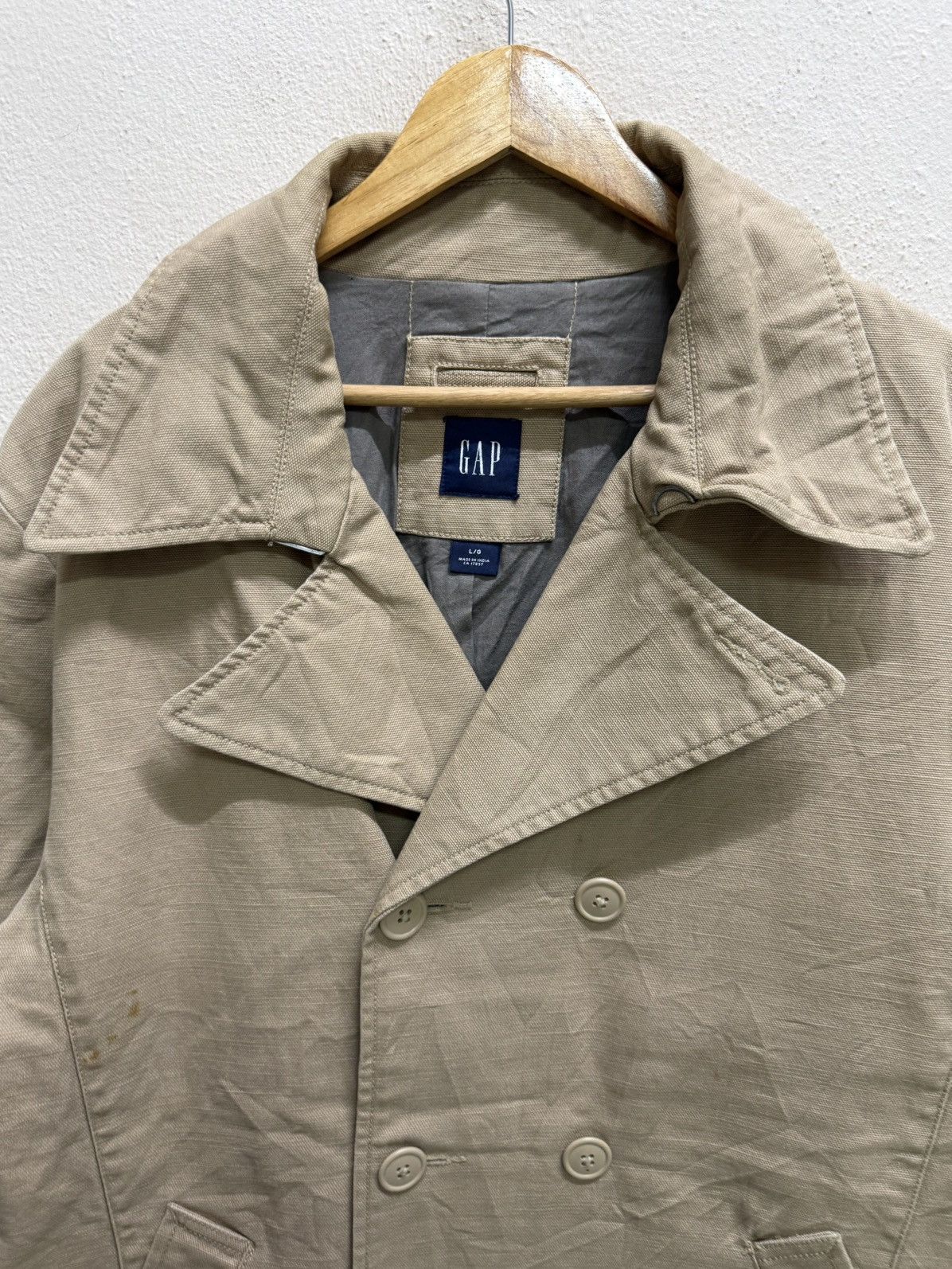 Gap Gap Double Breasted Car Coat Khaki Cotton Blend Jacket Size US L / EU 52-54 / 3 - 22 Thumbnail