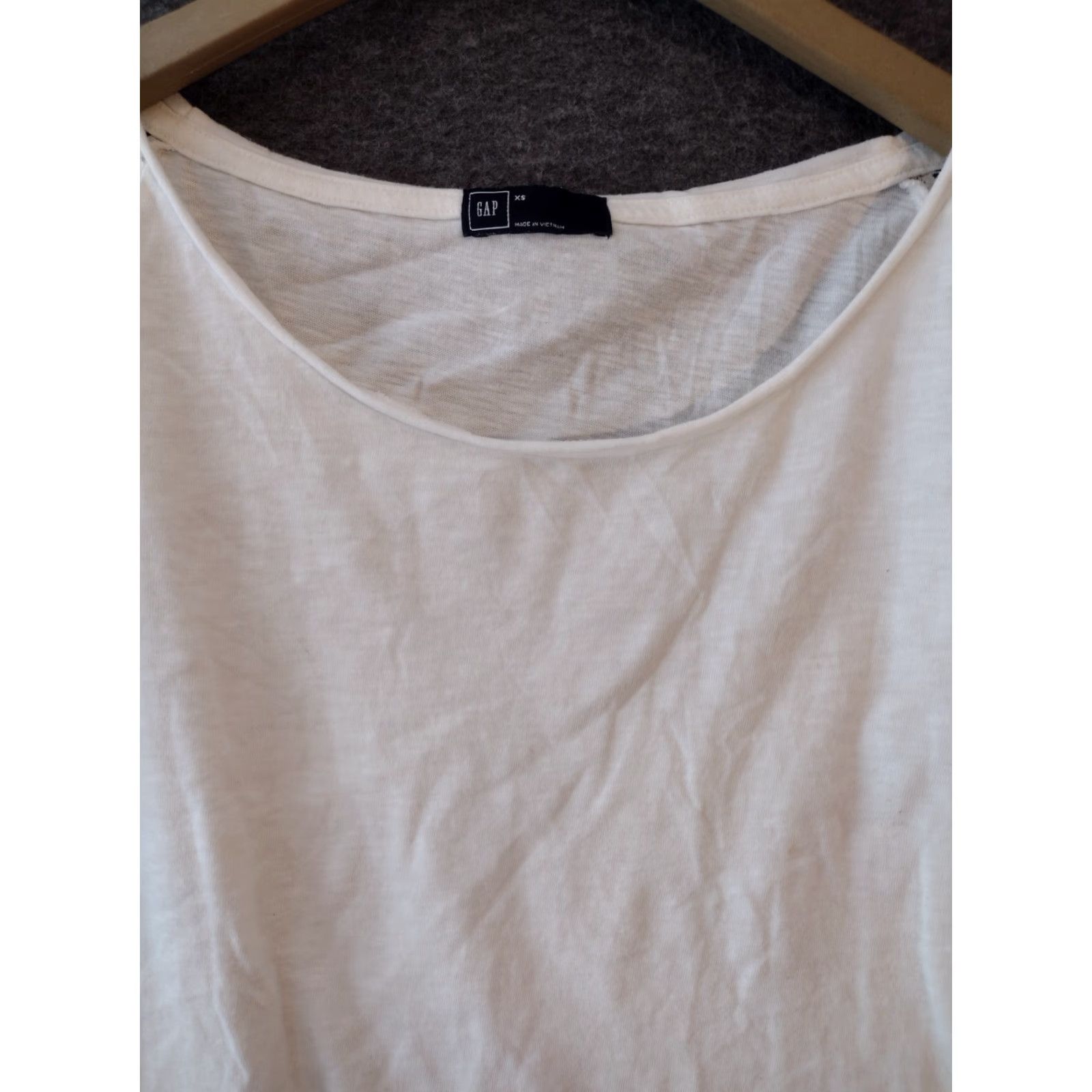 Gap GAP Boat Neck Top Women's XS 3/4 Lace Sleeve White Cotton Blend Basic Top Ladies XS White Lace Trim Casual Shirt Size XS / US 0-2 / IT 36-38 - 3 Thumbnail
