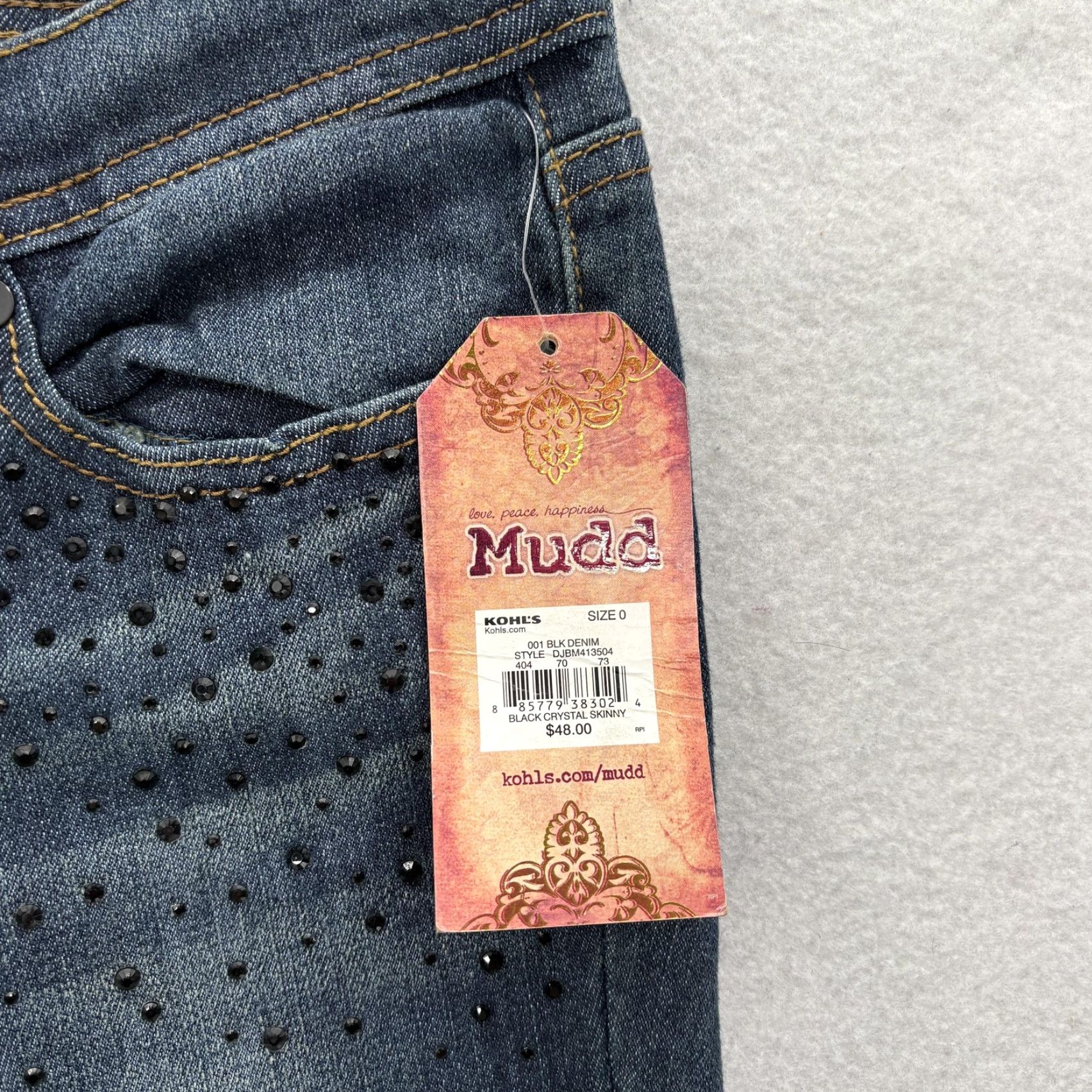 Vintage Mudd Blue Jeans Skinny Junior 0 Low Rise Stretch Studded Rhinestone Embroidered 5-Pocket Denim N/A Womens? Size 25" / US 0 / IT 36 - 4 Thumbnail
