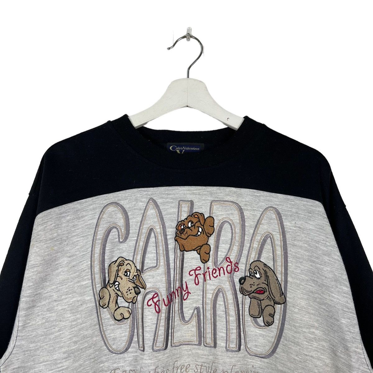 Japanese Brand 🔥 CALRO VALENTINO EMBROIDERY BIG LOGO SWEAT JUMPER Size US L / EU 52-54 / 3 - 3 Thumbnail
