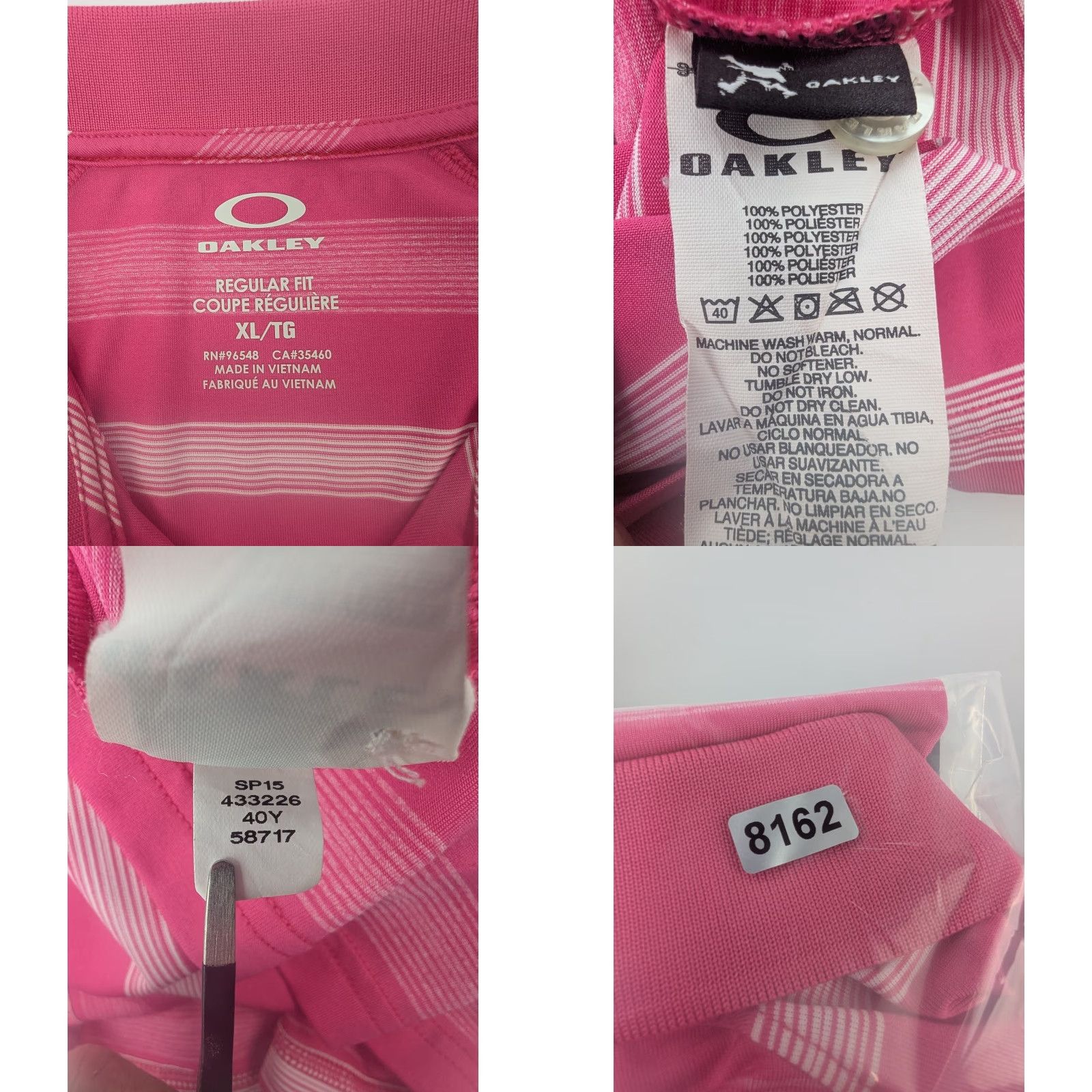 Oakley OAKLEY Polo Golf Shirt Pink Stripe Men's XL Regular Fit Hydrolix Casual Size US XL / EU 56 / 4 - 8 Thumbnail