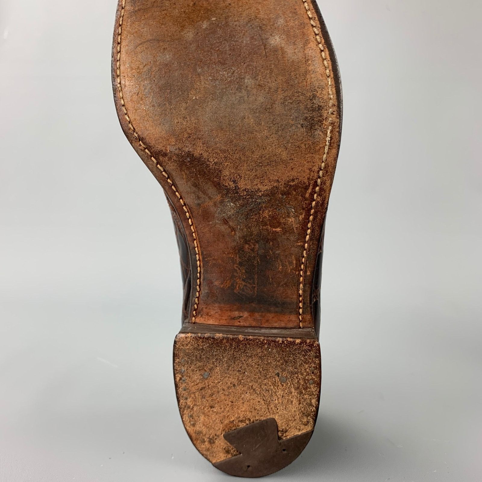 Nettleton NETTLETON 9 Brown Embossed Leather Cap Toe Lace Up Shoes Size US 9 / EU 42 - 8 Thumbnail