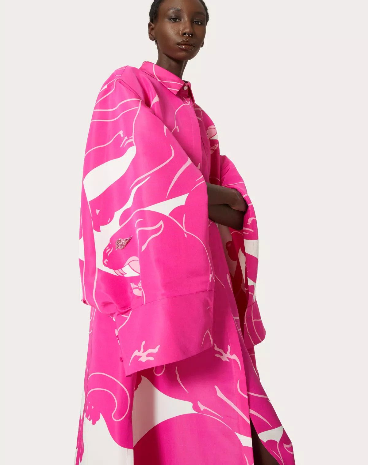 Valentino o1s1wg110625 Panther Faille Long Dress in Pink Size M / US 6-8 / IT 42-44 - 5 Thumbnail