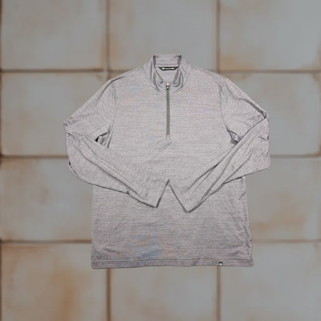 TravisMathew TravisMathew Pullover Mens Large Gray Quarter Zip Golf Long Sleeve Corning Logo Size US L / EU 52-54 / 3 - 1 Thumbnail