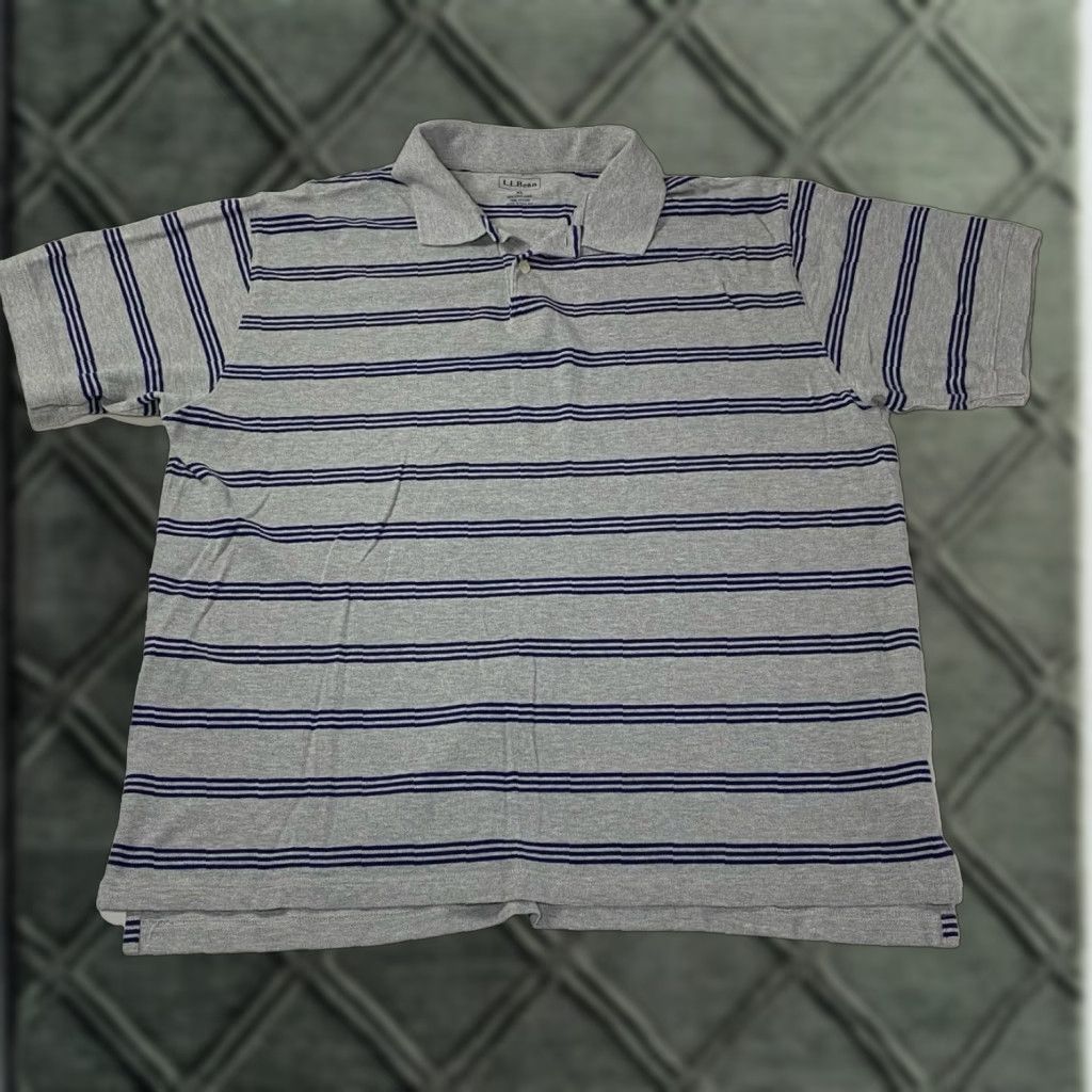 Vintage VINTAGE LL Bean Polo Shirt Mens XL Gray Striped 0PB25 Size US XL / EU 56 / 4 - 1 Thumbnail