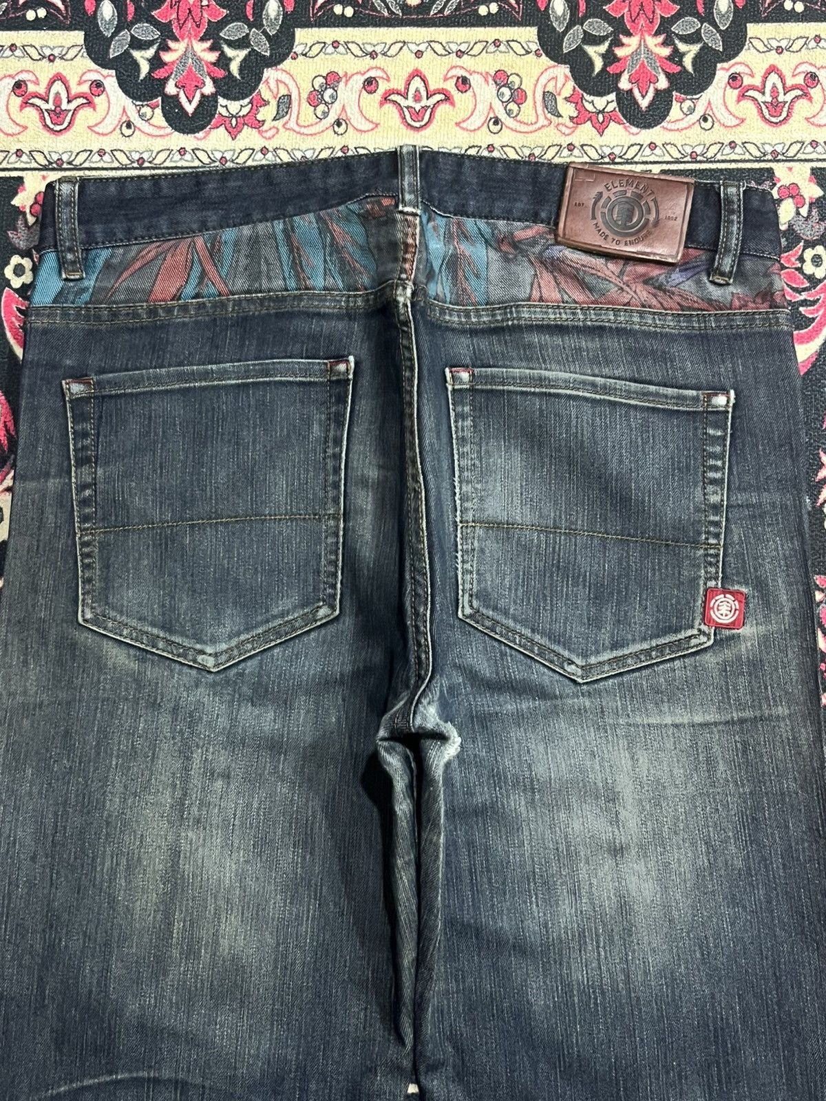 Element Vintage Element Dark Blue Washed Distress Straight Leg Jeans Size US 32 / EU 48 - 8 Thumbnail