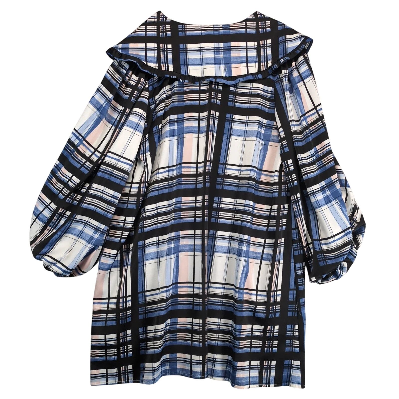 Other Eloquii Blue Plaid Boho Shift Dress Sz 16 Puff Sleeve Size XXL / US 16-18 / IT 52-54 - 2 Thumbnail