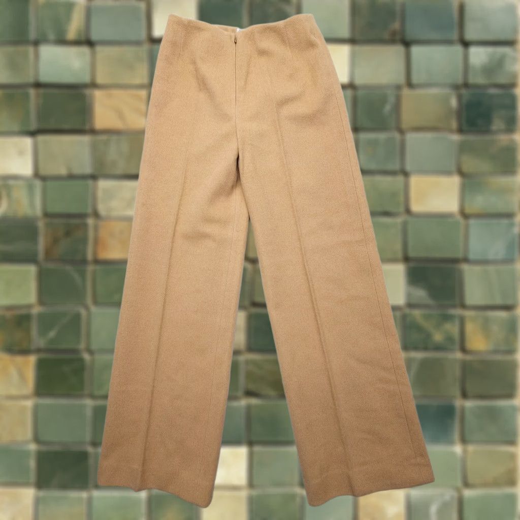 Jaeger VINTAGE Jaeger Wool Camel Hair Wide-Leg Trousers 27 x 33" Britain 80s 90s Womens Pants Size 27" / US 4 / IT 40 - 1 Thumbnail