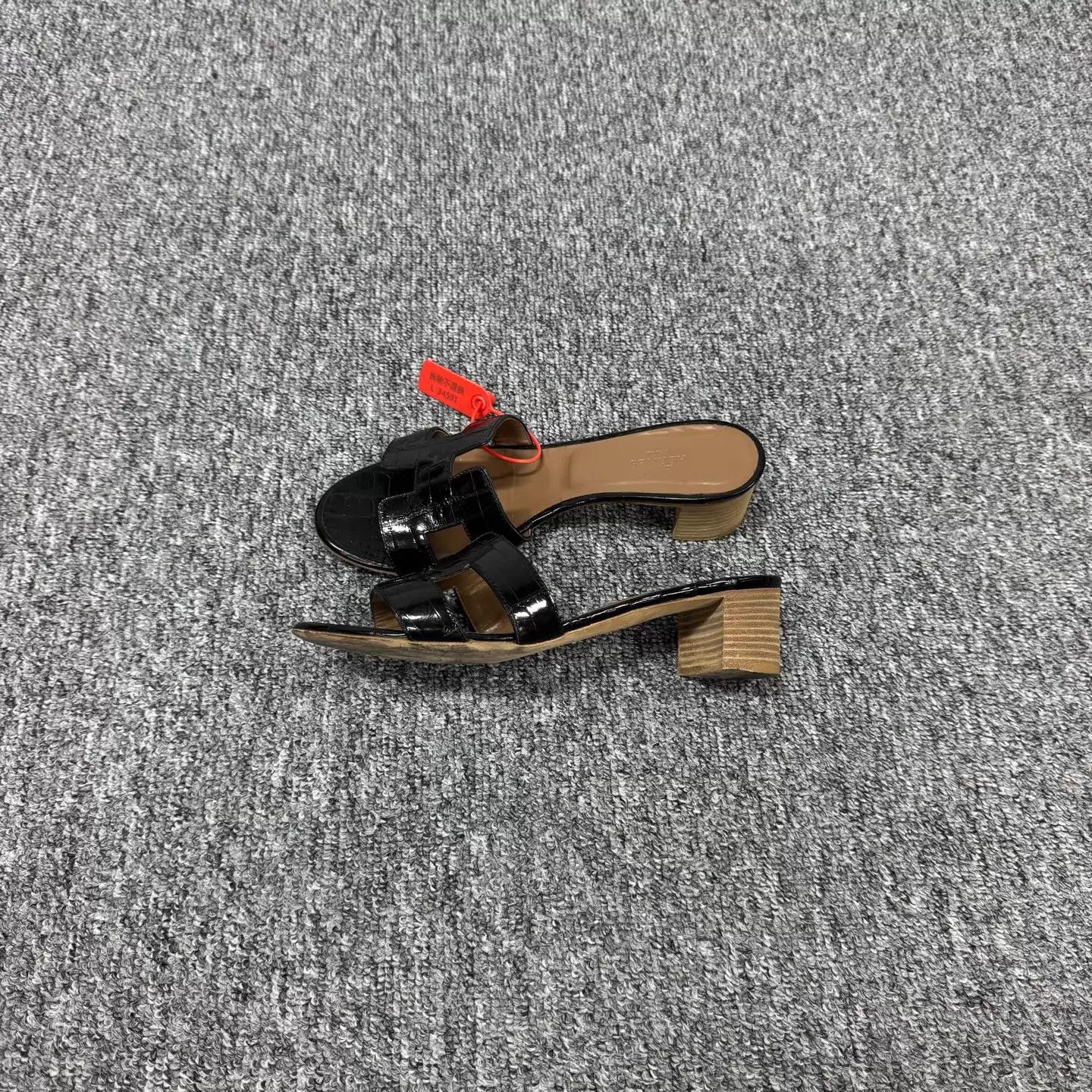 Hermes Hermes Black Crocodile High-Heel H Slide 37 97 New Size US 6.5 / IT 36.5 - 3 Thumbnail