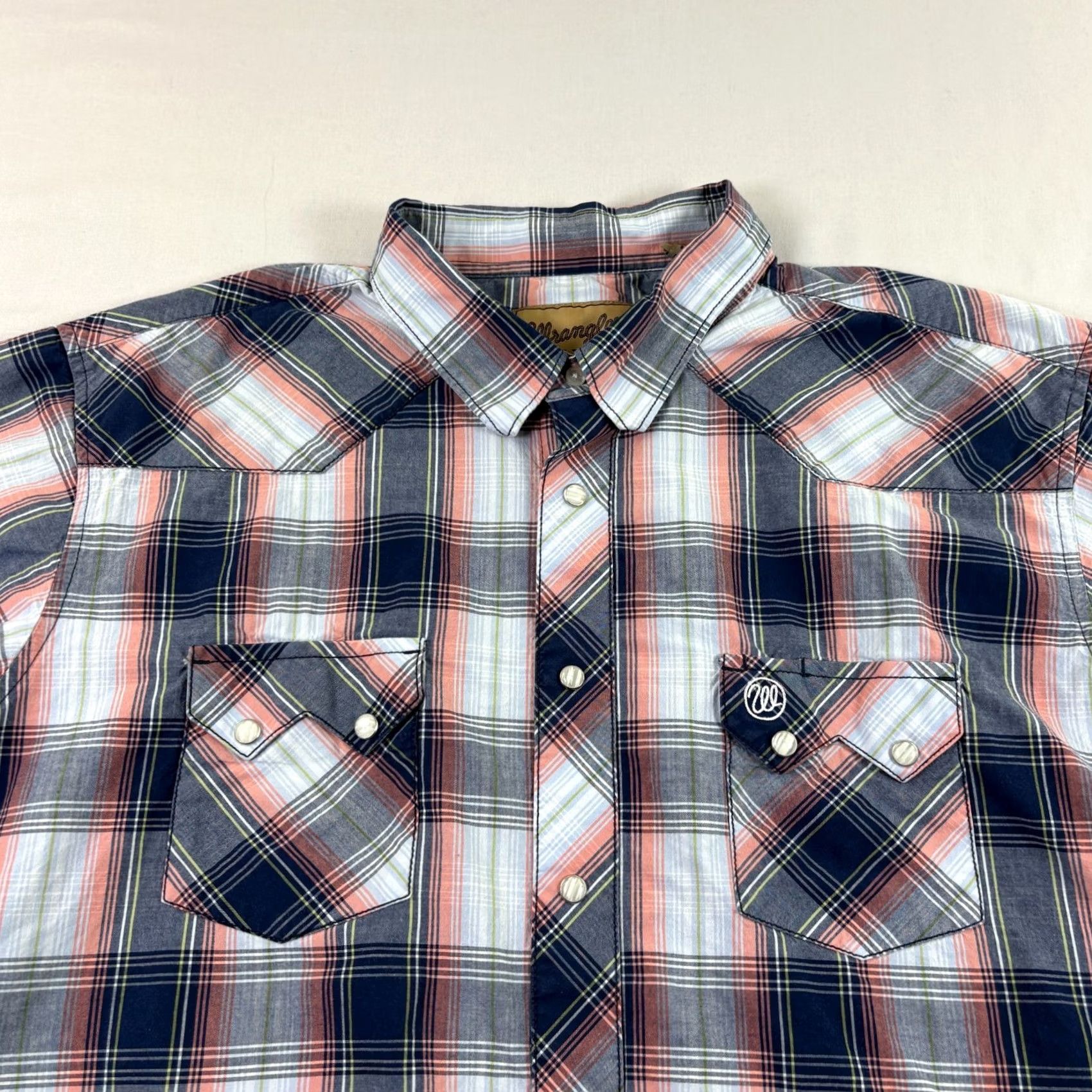 Wrangler Wrangler Shirt Mens 2XL Blue Plaid Pearl Snap Up Western Rodeo Cowboy Size US XXL / EU 58 / 5 - 2 Thumbnail