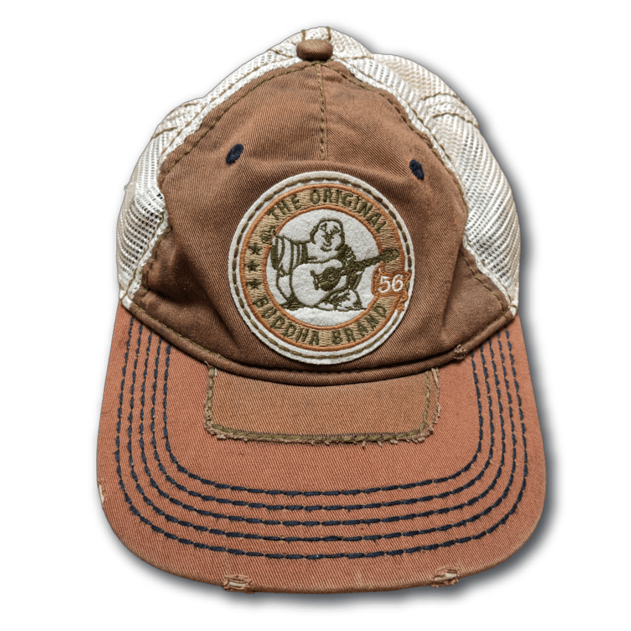 image of Trucker Hat x True Religion Vintage Y2K True Religion Brown Buddha Trucker Cap Hat, Men's