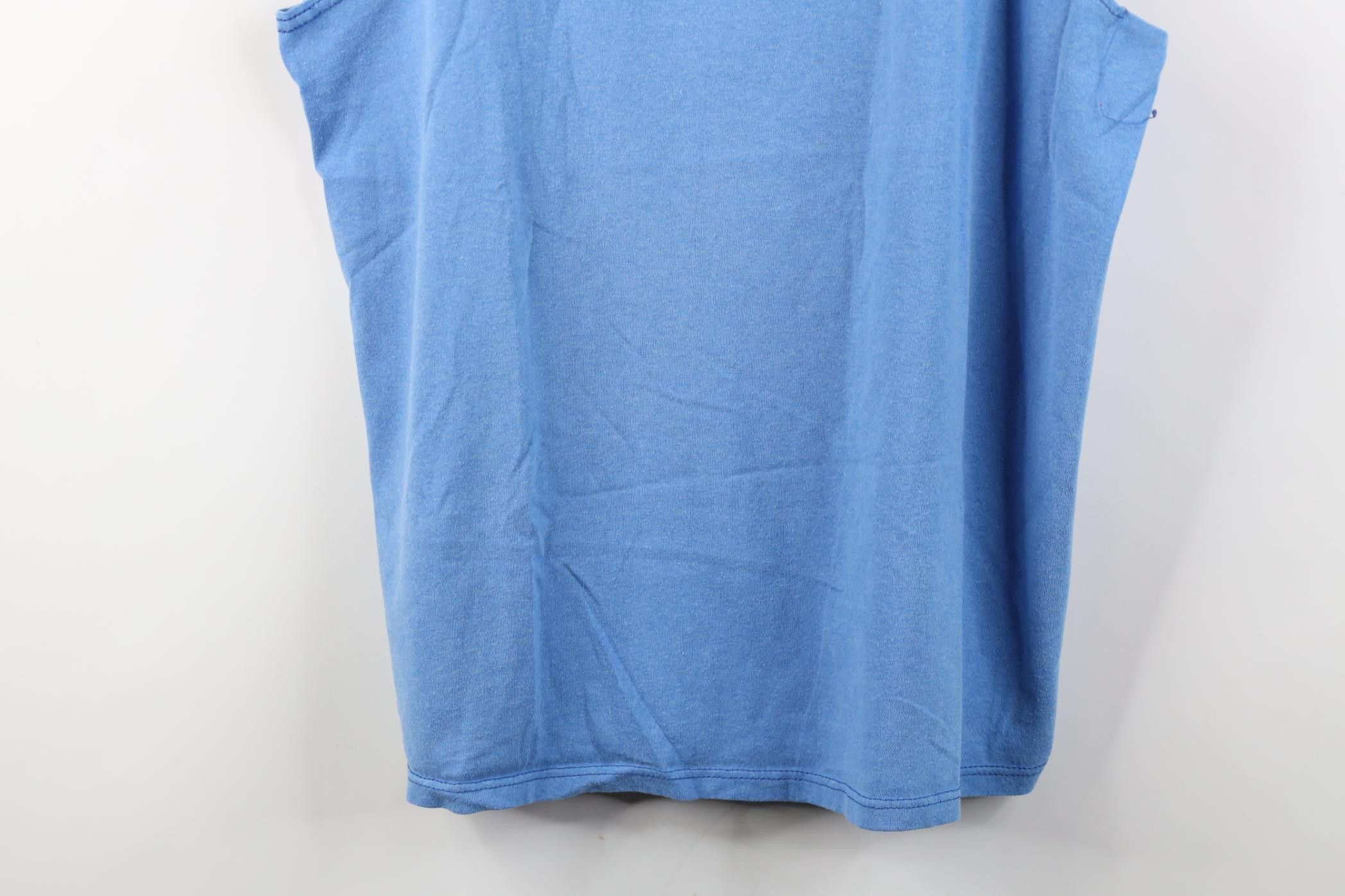 Vintage Vintage 90s Streetwear Faded Blank Tank Top T-Shirt Blue USA Size US L / EU 52-54 / 3 - 3 Thumbnail