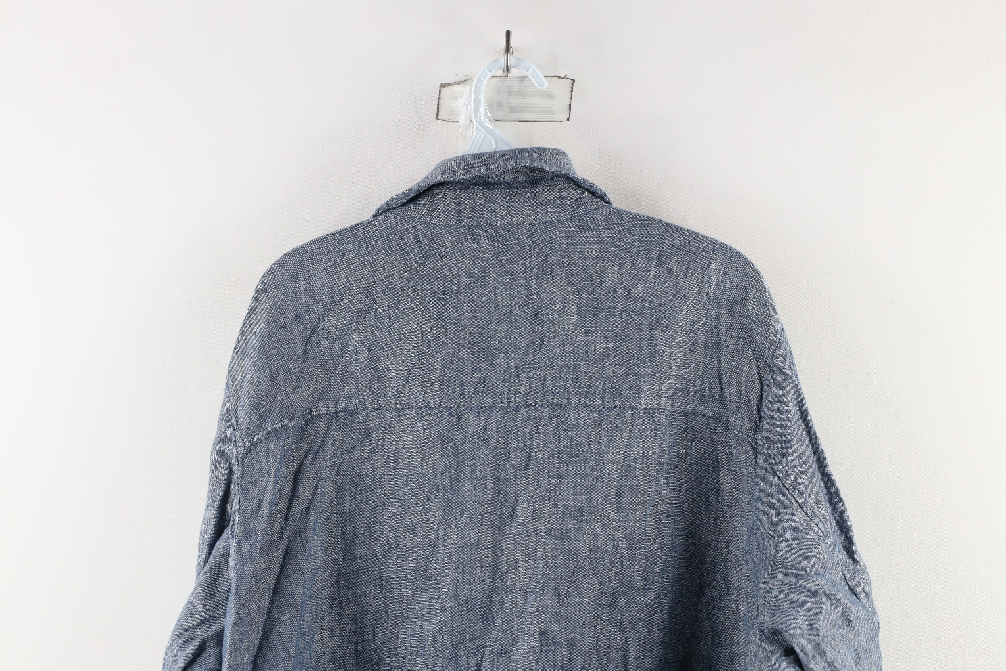J. Jill × Vintage J Jill Love Linen Tie Linen Collared Button Shirt Blue Size XXL / US 16-18 / IT 52-54 - 10 Thumbnail