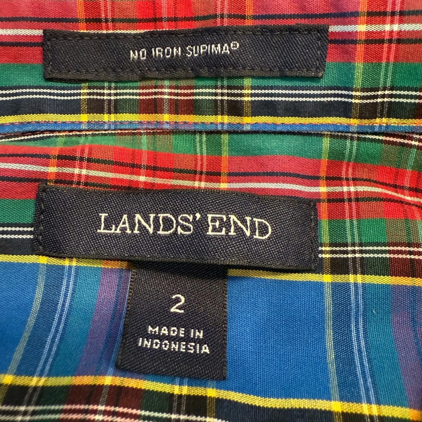 Lands' End Land’s End plaid shirt 3/4 button up blue red green SZ 2 Size XS / US 0-2 / IT 36-38 - 4 Thumbnail