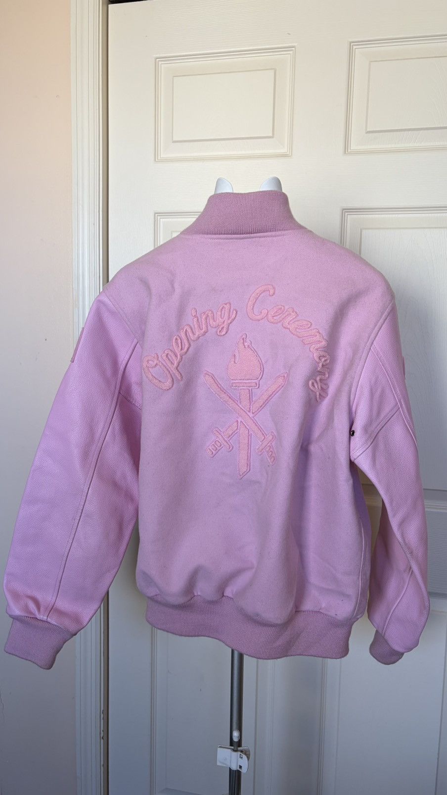 Opening Ceremony Opening Ceremony Pink Varsity Jacket Wool Leather Size L Size L / US 10 / IT 46 - 5 Thumbnail