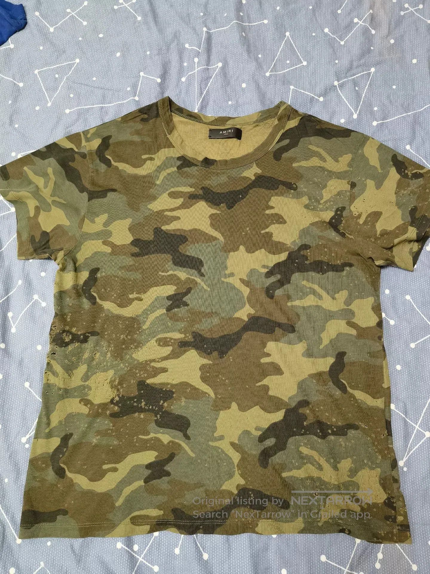 Amiri Amiri Camo Distressed Short Sleeve T-Shirt. Size US S / EU 44-46 / 1 - 1 Thumbnail