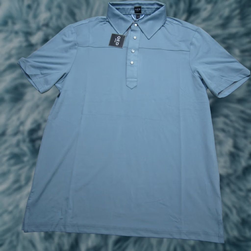Vintage Qed Style Polo Mens M Blue Snap Performance Lightweight Stretch Golf Shirt Size US M / EU 48-50 / 2 - 1 Thumbnail