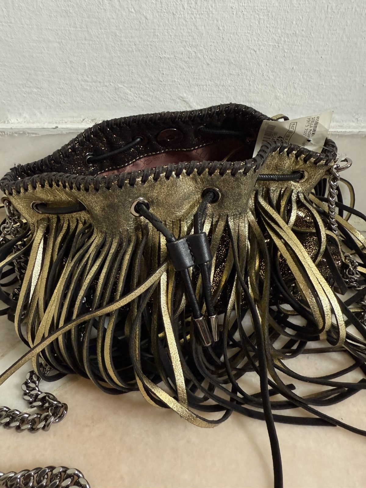 Stella McCartney Stella McCartney Gold Faux Leather Mini Fringe Falabella bag Size ONE SIZE - 11 Thumbnail