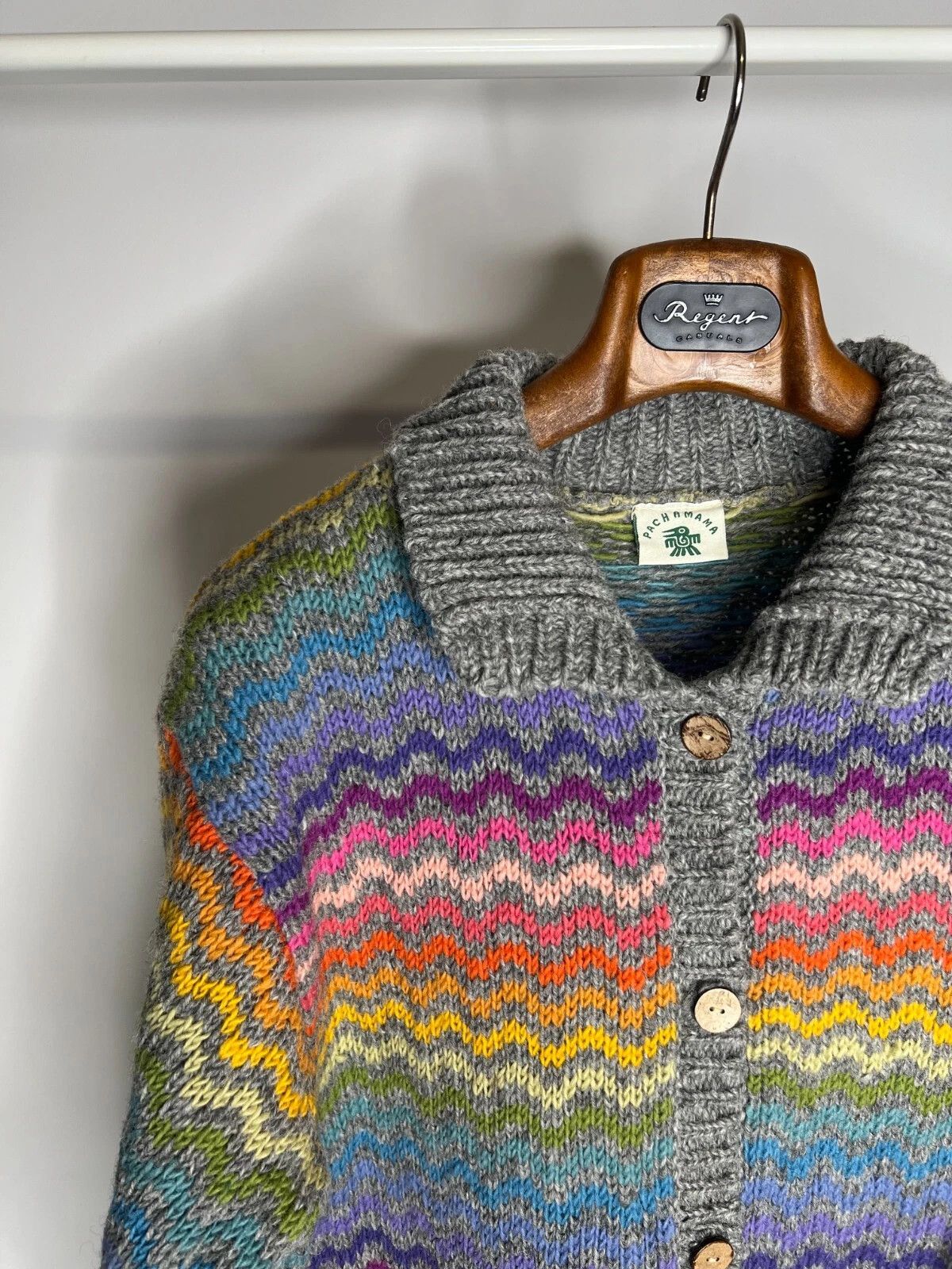 Other Pachamama London Striped Wool Hand-knit Button Cardigan Size M / US 6-8 / IT 42-44 - 2 Thumbnail