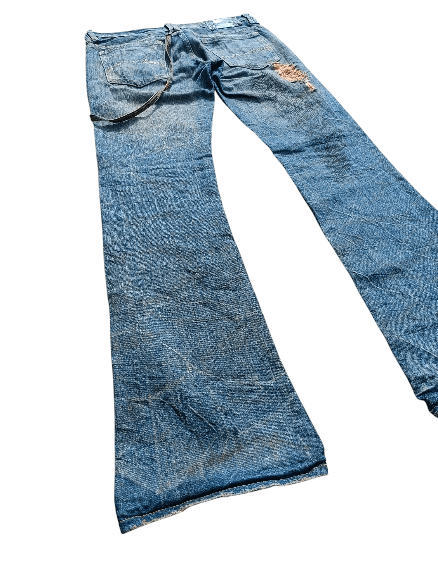 Japanese Brand FLARED Midas Japanese Machiavel Distressed Whiskers Jeans Size US 32 / EU 48 - 11 Thumbnail