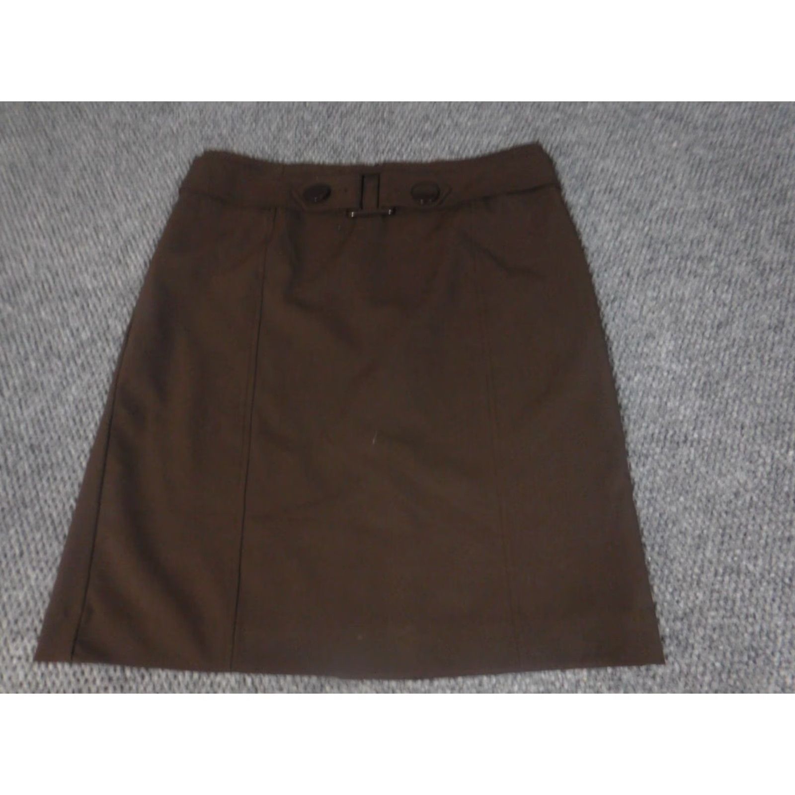 Apt. 9 Apt 9 Skirt Womens Knee Length A-Line Brown 10 Zip Lined Ruffle Knit Polyester Regular Rise Mid Block Pattern Solid Casual Vintage No Women/Skirt Size 32" / US 10 / IT 46 - 3 Thumbnail