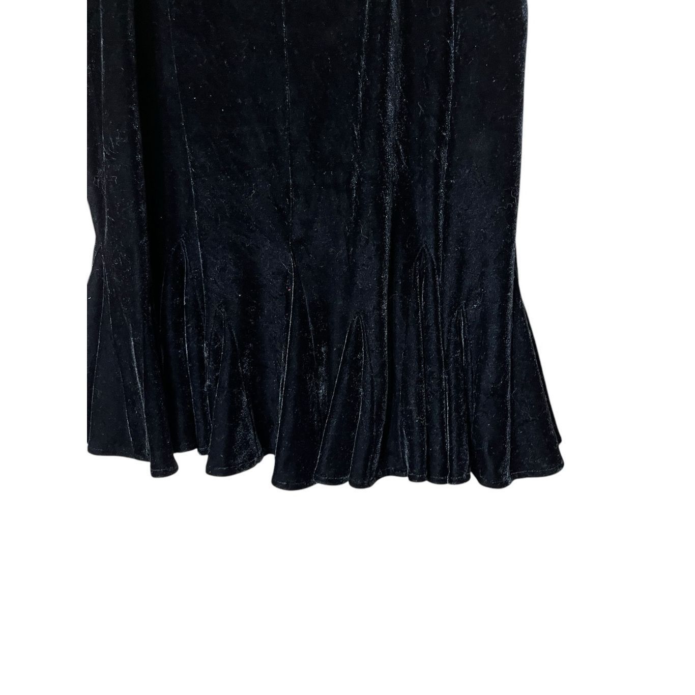 Other Vintage Black Velvet Y2K Flared Hem Midi Skirt Size 10 Size 32" / US 10 / IT 46 - 5 Thumbnail