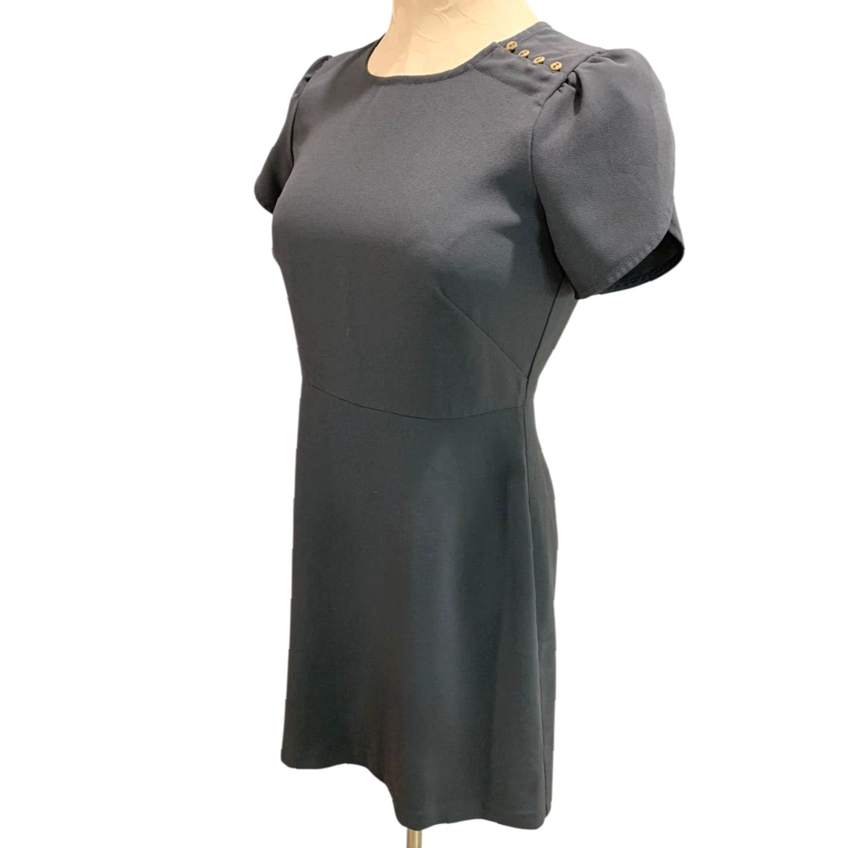 Loft LOFT Size 2P Petites Charcoal Gray A-Line Dress Button Embellished Shoulder Women Size XS / US 0-2 / IT 36-38 - 3 Thumbnail