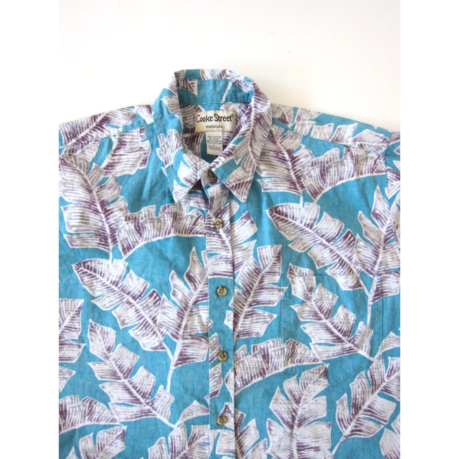 Vintage VINTAGE Cooke Street Hawaii Cotton Blue Purple White Floral Button Down Shirt L Mens Size US L / EU 52-54 / 3 - 7 Thumbnail