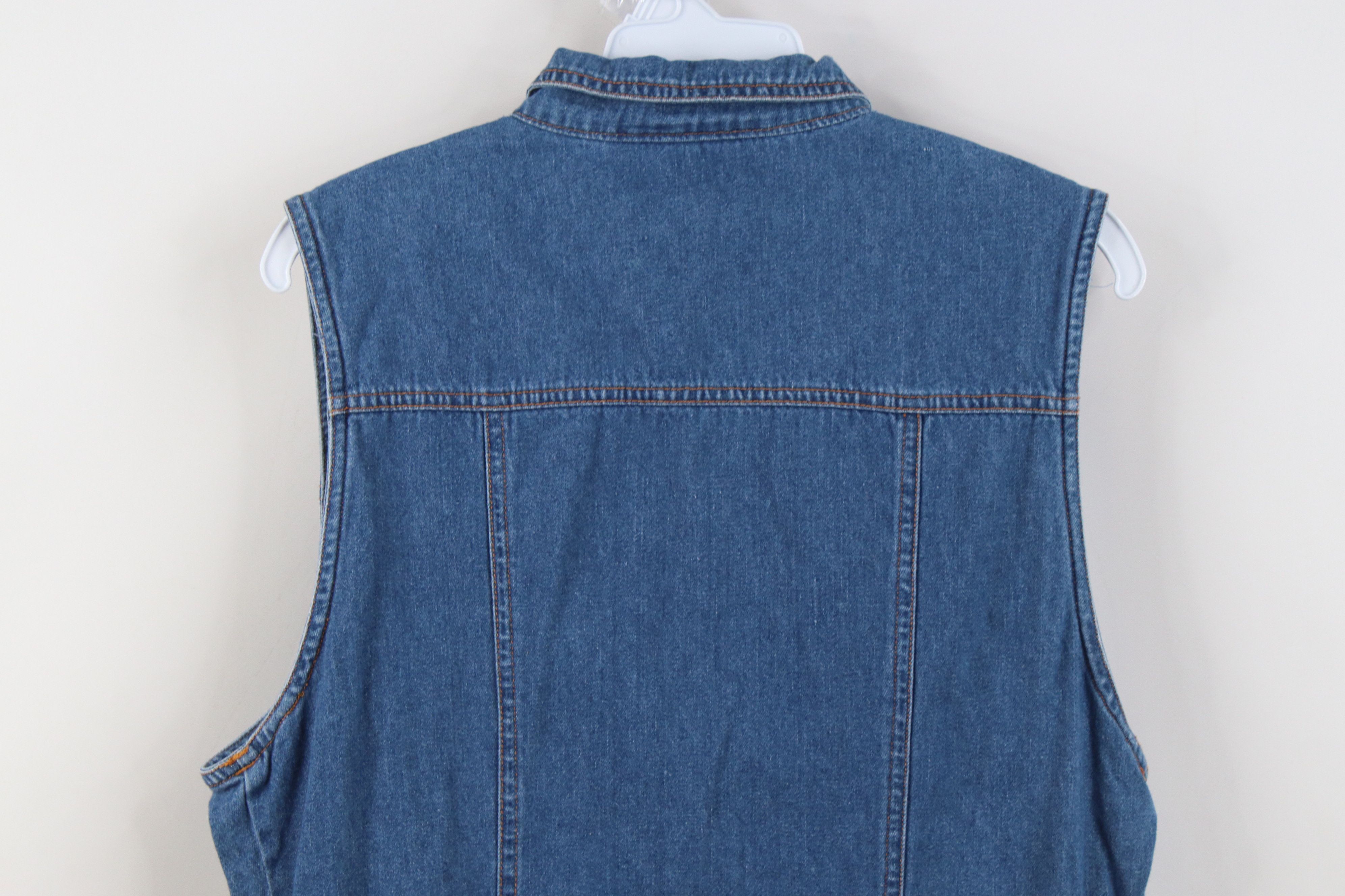 Vintage Vintage 90s Y2K Babydoll Full Zip Denim Jean Vest Jacket Size L / US 10 / IT 46 - 10 Thumbnail