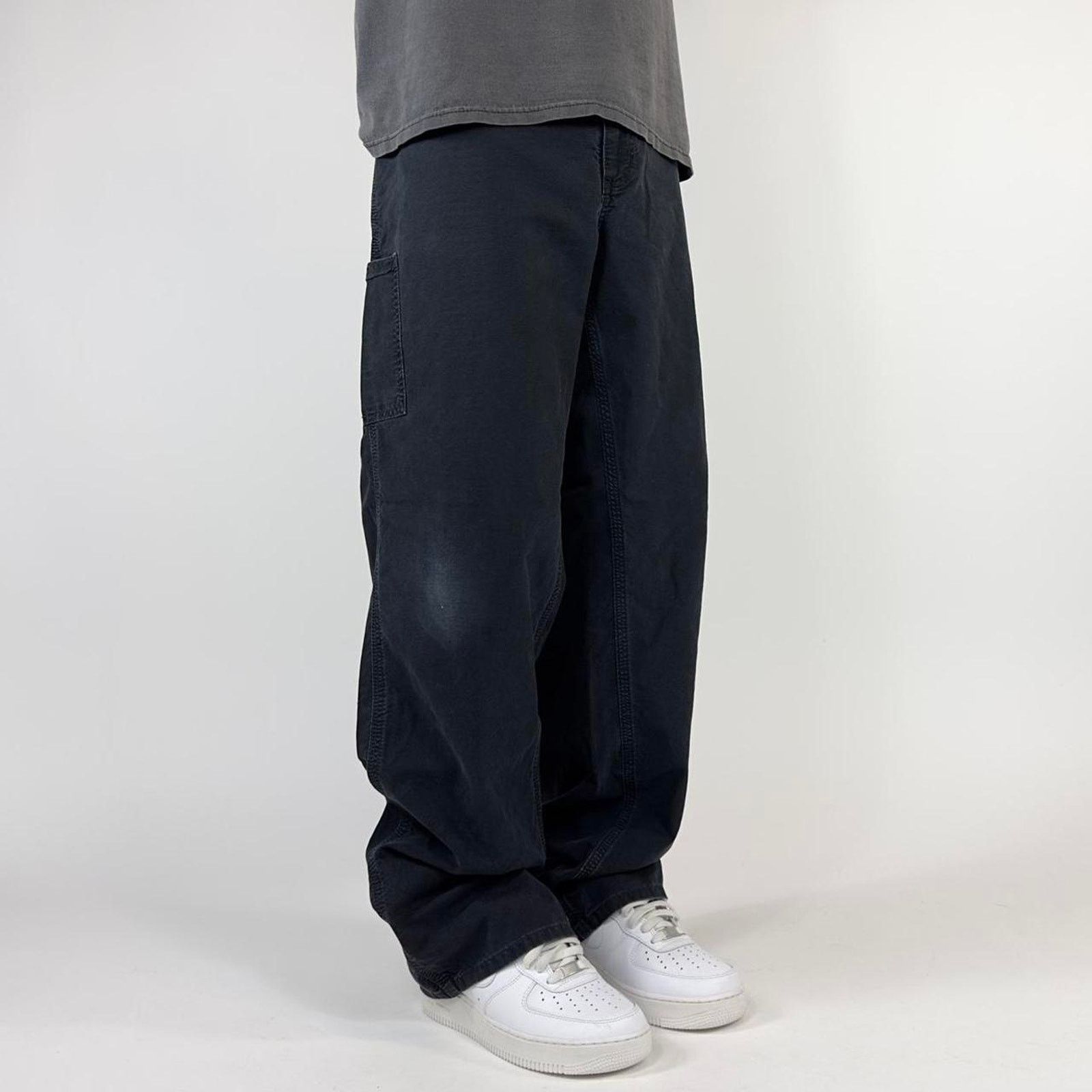 Carhartt × StraightFaded Y2K Carhartt Faded Black Carpenter Wide-Leg Streetwear Pants Size US 36 / EU 52 - 2 Thumbnail