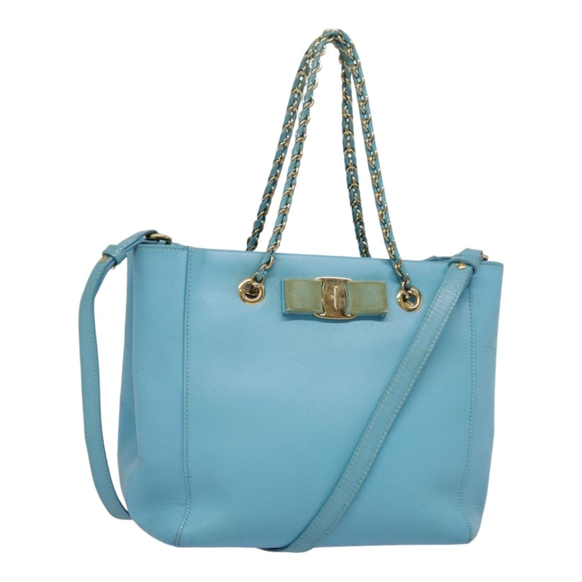 Salvatore Ferragamo Blue Leather Handbag (Pre-Owned) Size ONE SIZE - 1 Thumbnail