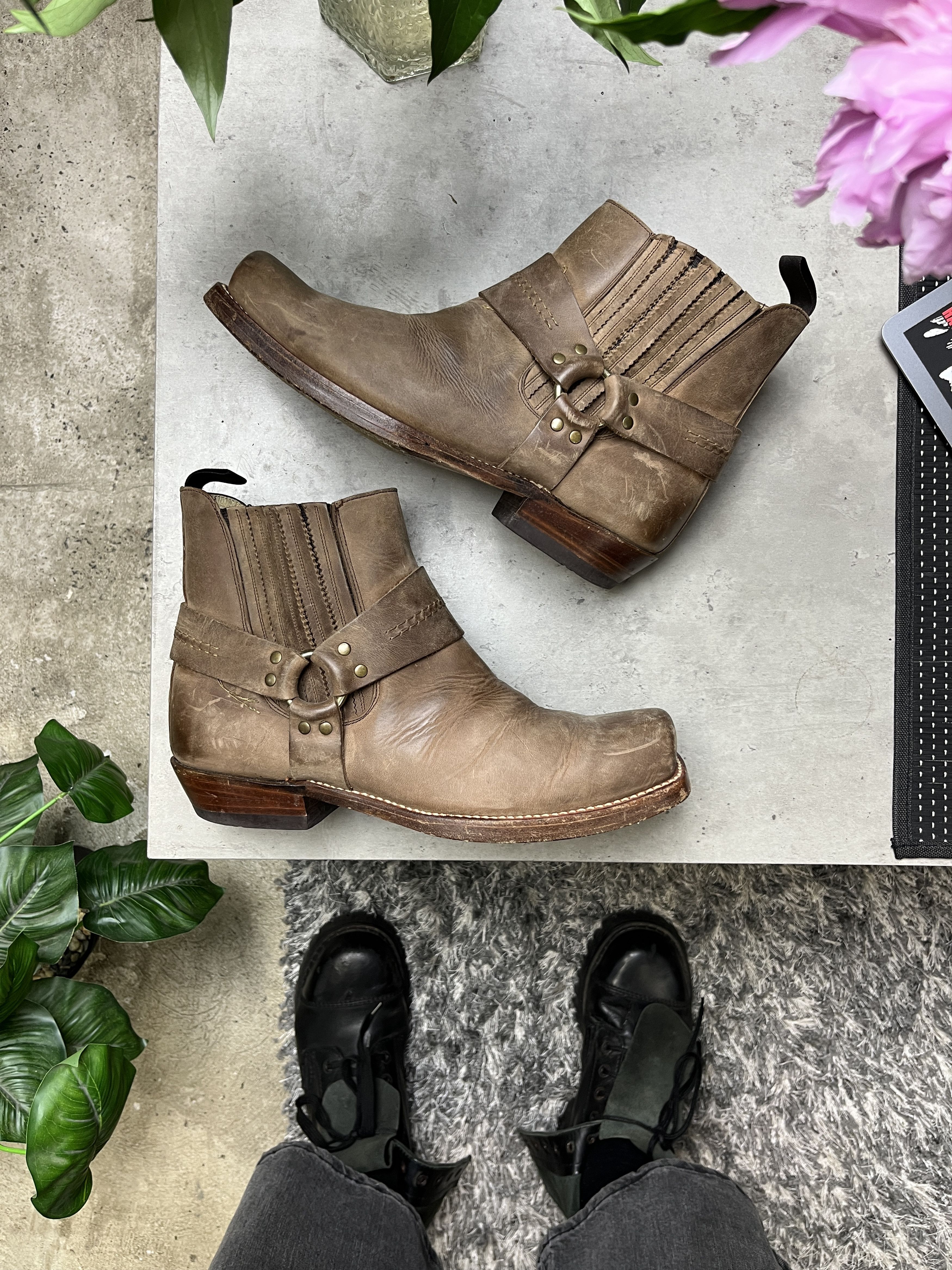 Other 1990s SANCHO HARNESS WESTERN MOTORCYCLE ANKLE BOOTS - 5147 Size US 9 / EU 42 - 3 Thumbnail