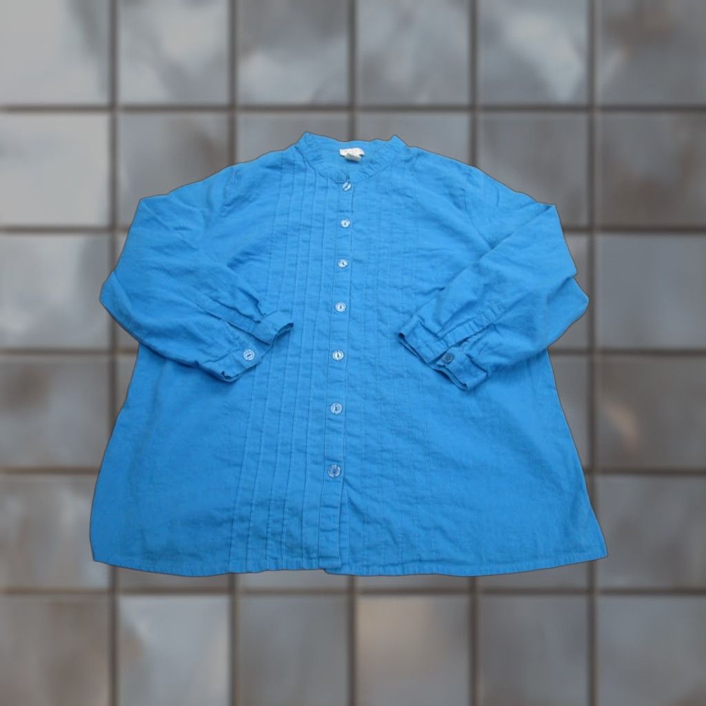 Vintage Tweeds Linen Lagenlook Top Womens 1X Button Blue Cottagecore boho peasant tunic Button-Up X1X Size XL / US 12-14 / IT 48-50 - 1 Thumbnail