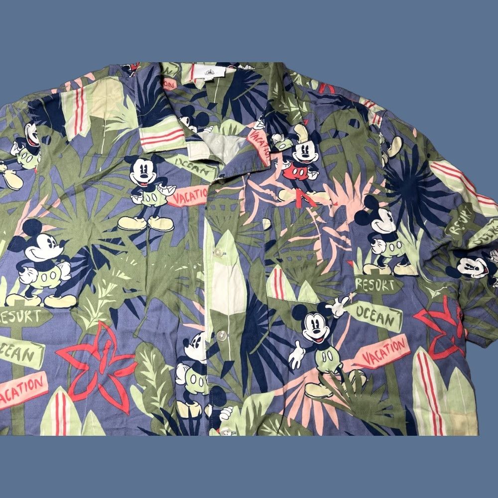 Disney Disney Hawaiian Camp Shirt Mickey Print Floral Button-Up 2XL Men Multicolor Short Sleeve Casual Size US XXL / EU 58 / 5 - 1 Thumbnail