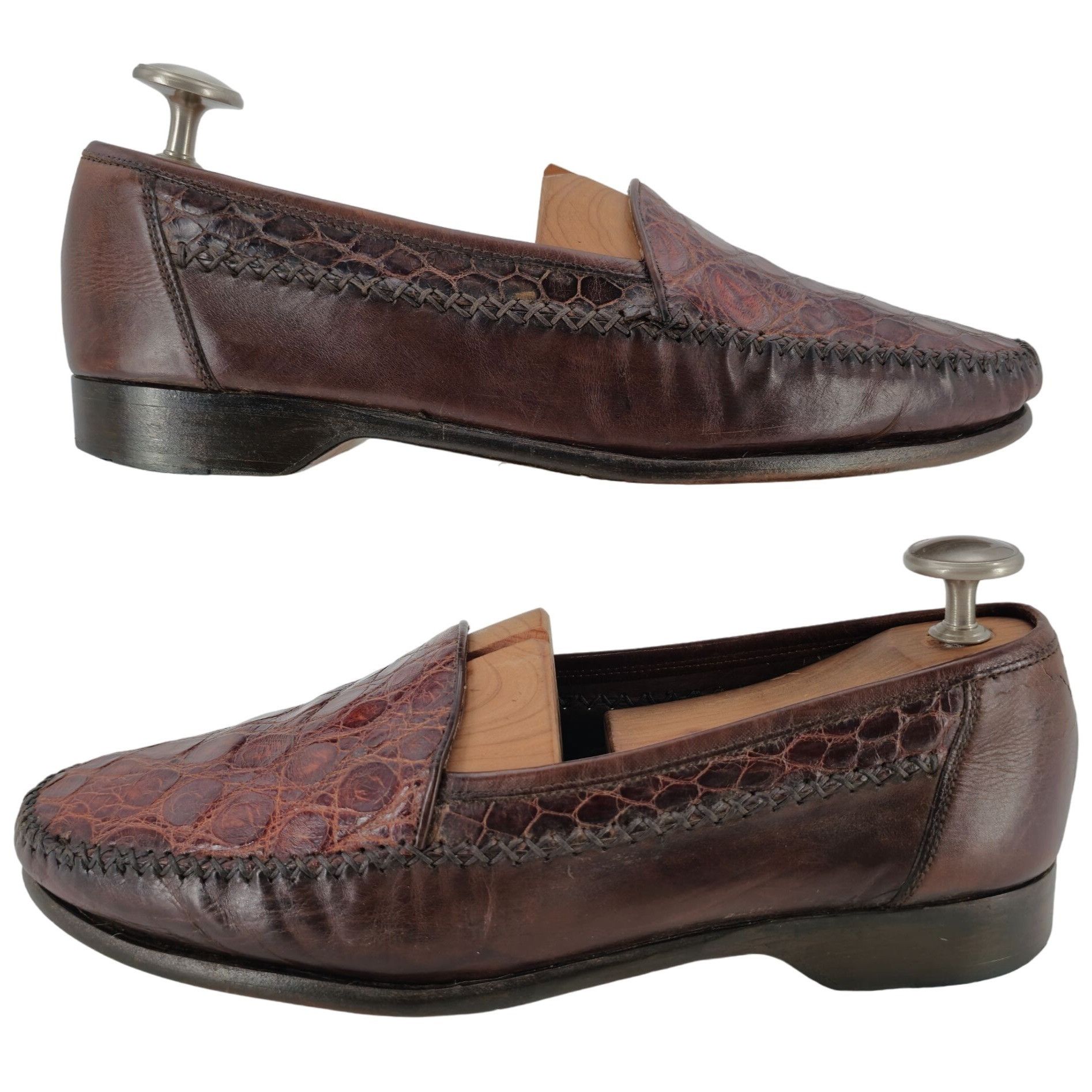 Bragano × Cole Haan Vintage Bragano Cole Haan Alligator Crocodile Caiman Italy Size US 10.5 / EU 43-44 - 5 Thumbnail