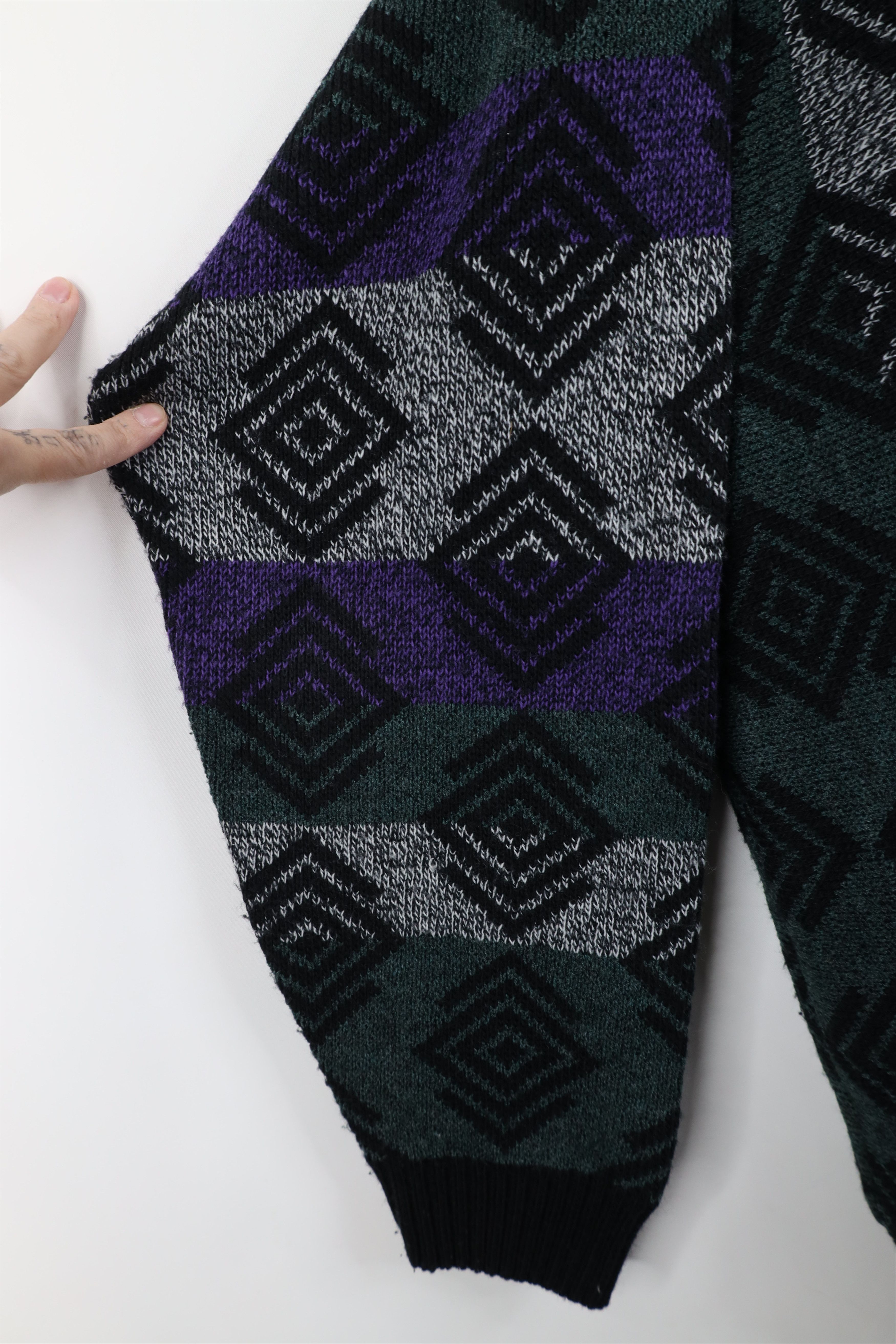 Vintage Vintage 90s Coogi Style Striped Geometric Knit Sweater USA Size US XL / EU 56 / 4 - 4 Thumbnail