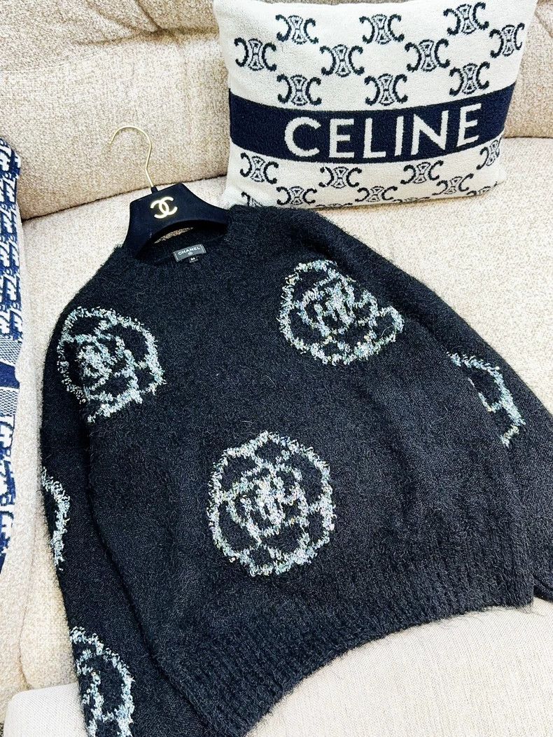 Chanel Chanel 23K black yards camellia long-sleeved sweater Size XXS / US 00 / IT 34 - 3 Thumbnail