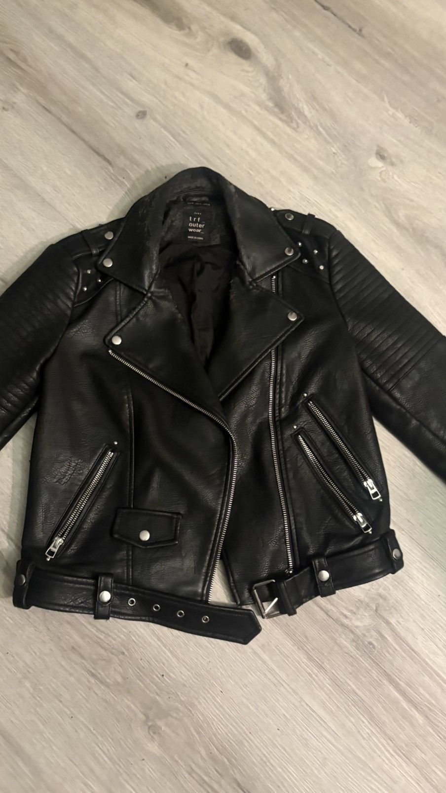 Zara Black studded vintage leather jacket Size US XS / EU 42 / 0 - 4 Thumbnail