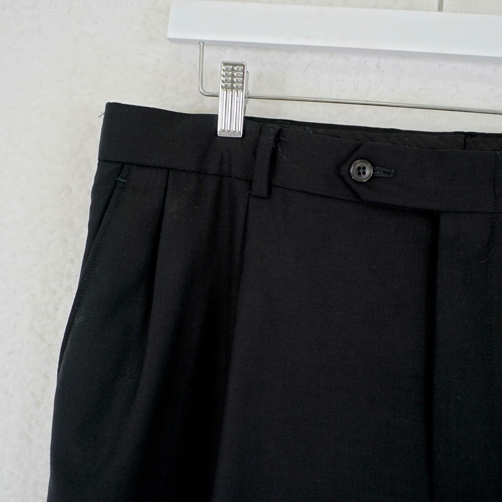 Lands' End Land's End Black Wool 36/34 Dress Pants High Rise Pleated Cu Size 36R - 3 Thumbnail